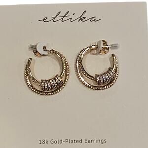 Ettika x Revolve 18K Gold Plated Round Small Hoop Earrings Glam Date Night Out